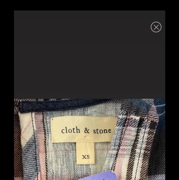 NWT Cloth & Stone sz XS/S Blue & Pink Plaid Linen Blend Swing Tank - Picture 10 of 12